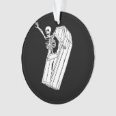 Skeleton die uit een kast op een ornament (voorkant)