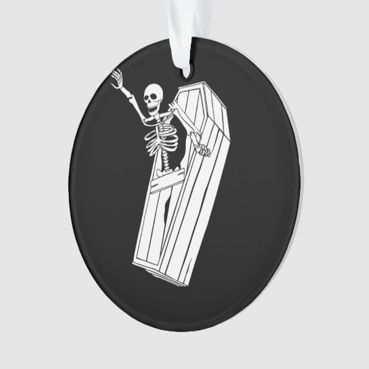 Skeleton die uit een kast op een ornament (voorkant)