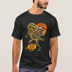 Skeleton Dinosaur Halloween pompoen voor jongens K T-shirt