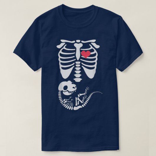 Skeleton Dinosaur Heart Zwangerschap XRay Funny Ha T-shirt (Design voorkant)