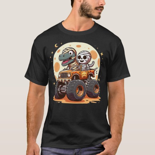 Skeleton Dinosaur Monster Truck Dino Halloween Tod T-shirt (Voorkant)