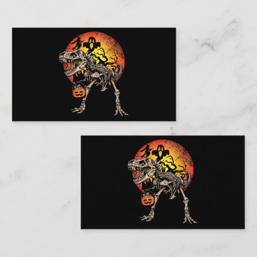 Skeleton Dinosaur T rex Pumpkin Halloween Costume Visitekaartje (Voorkant / Achterkant)