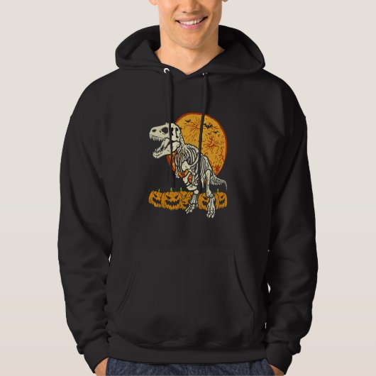 Skeleton Dinosaur Trex Dino Pumpkins Moon Boys Hal Hoodie (Voorkant)