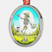 Skeleton Disc Golfing Thema Kerstmis Metalen Ornament (Links)