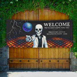 Skeleton Disco Halloween Party Welkom Vinyl Spandoek
