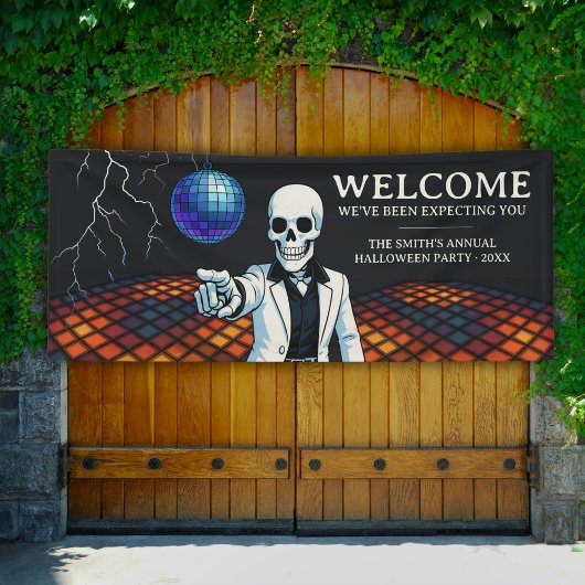 Skeleton Disco Halloween Party Welkom Vinyl Spandoek