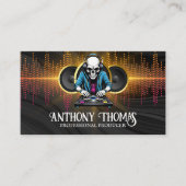 Skeleton DJ | Achtergrond van de Muziekluidspreker Visitekaartje (Voorkant)