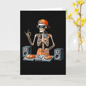 Skeleton Dj Halloween Costume Turntable Music Funn Kaart (Gele Bloem)