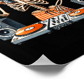 Skeleton Dj Halloween Costume Turntable Music Funn Poster (Hoek)