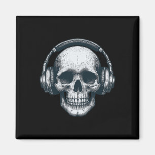 Skeleton DJ Hoofdtelefoon Spooky Skull Musician Ha Magneet