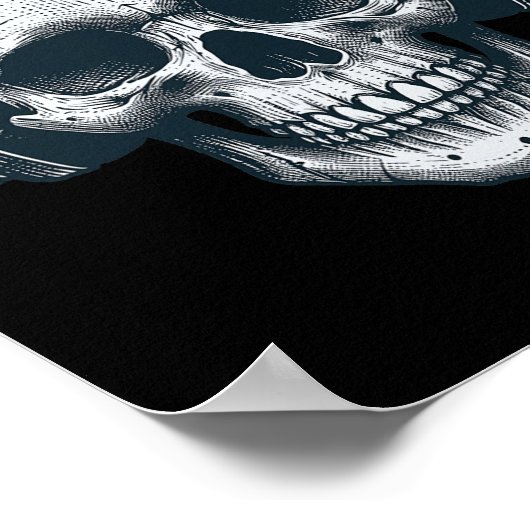 Skeleton DJ Hoofdtelefoon Spooky Skull Musician Ha Poster (Hoek)