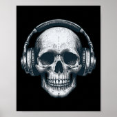 Skeleton DJ Hoofdtelefoon Spooky Skull Musician Ha Poster (Voorkant)