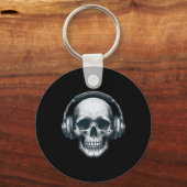 Skeleton DJ Hoofdtelefoon Spooky Skull Musician Ha Sleutelhanger (Voorkant)