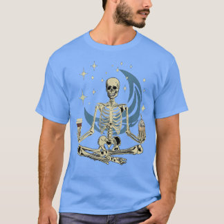 Skeleton doet Yoga en Drink Coffee Funny Medi T-shirt