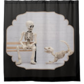 Skeleton Dog en eigenaar-douchergordijn Douchegordijn (Voorkant)