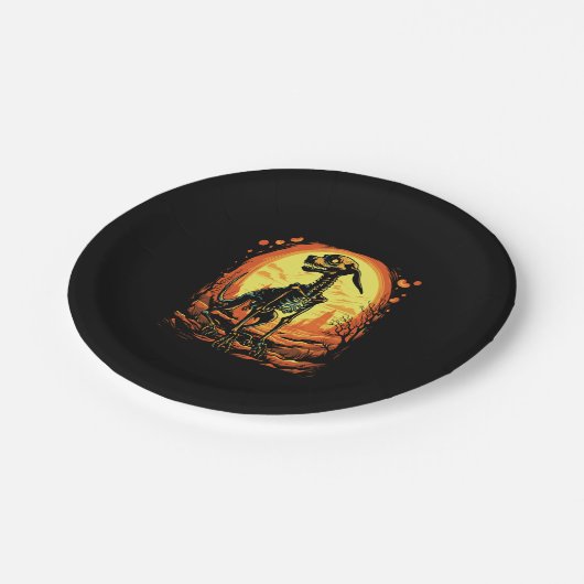 Skeleton Dog Halloween Art Papieren Bordje (Gekanteld)