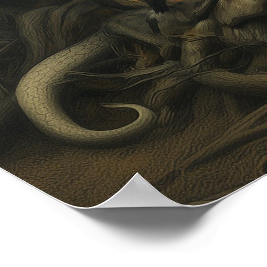 Skeleton Dog Moon Witchy AI Art Matte Waarde Poster (Hoek)