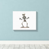 Skeleton Doing The Dab - Grappige Halloween Dance Canvas Afdruk (Insitu (Houten vloer))