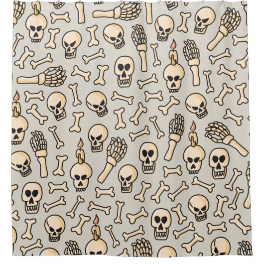 Skeleton Doodles:  textielpatroon. Douchegordijn (Voorkant)