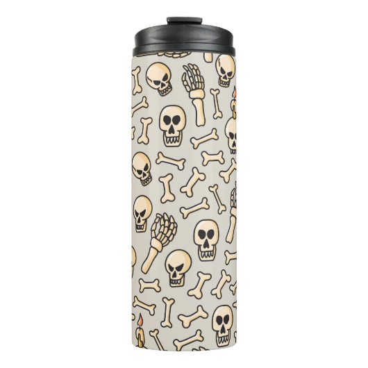 Skeleton Doodles: textielpatroon. Thermosbeker (Voorkant)