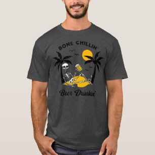 Skeleton Drink bier op strand T-shirt