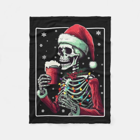 Skeleton Drink Cacao - Grappig Hot Chocolate Xmas Fleece Deken (Voorkant)
