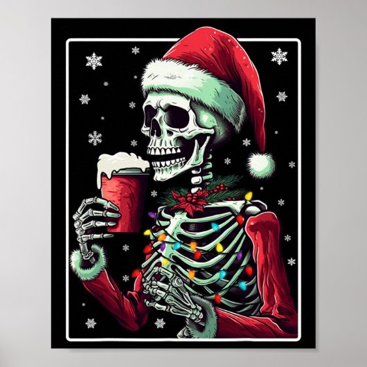 Skeleton Drink Cacao - Grappig Hot Chocolate Xmas Poster (Voorkant)