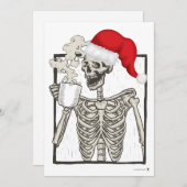 Skeleton Drink en draagt een Santa Hat Feestdagenkaart (Voorkant / Achterkant)