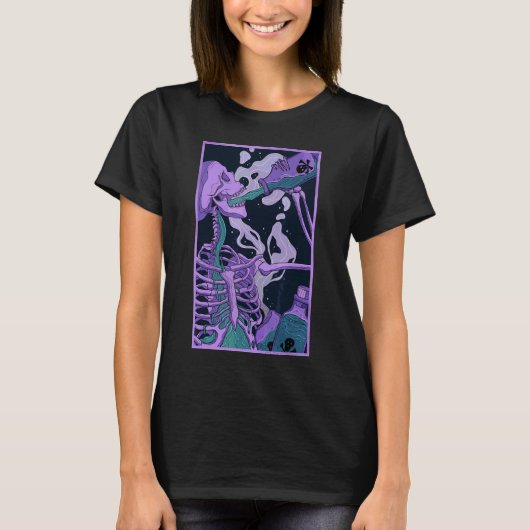 Skeleton Drink giftige Gothic Occult Art T-shirt (Voorkant)