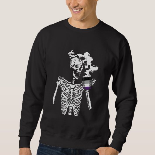 Skeleton Drink koffie Asexual Pride Skull Lgbt Trui (Voorkant)