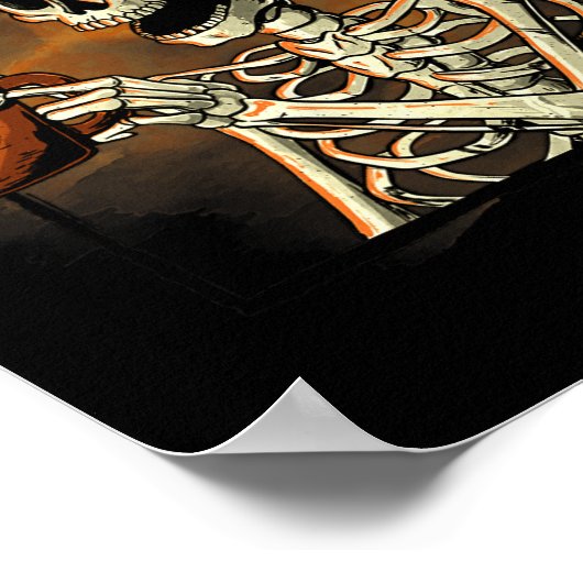 Skeleton Drink koffie Funny Skull Halloween Cos Poster (Hoek)