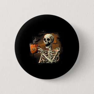 Skeleton Drink koffie Funny Skull Halloween Cos Ronde Button 5,7 Cm