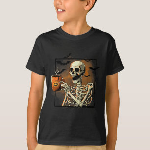 Skeleton Drink koffie Funny Skull Halloween Cos T-shirt