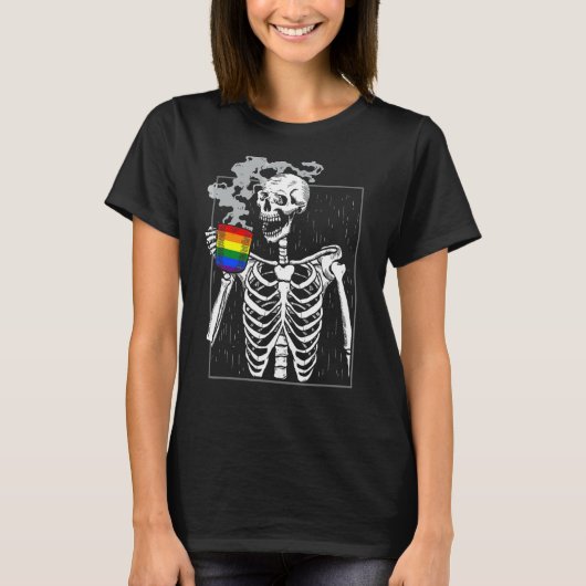 Skeleton Drink koffie Gay Pride Month Lgbt T-shirt (Voorkant)