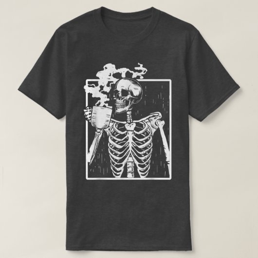Skeleton Drink Koffie grappige Grunge Aesthesie Ha T-shirt (Design voorkant)