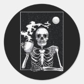 Skeleton Drink Koffie Halloween Costume Ronde Sticker (Voorkant)
