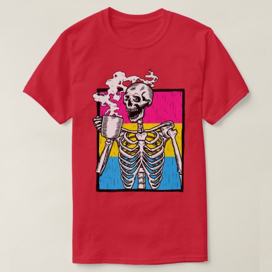 Skeleton Drink Koffie LGBTQ Panseual Pride Pan T-shirt (Design voorkant)