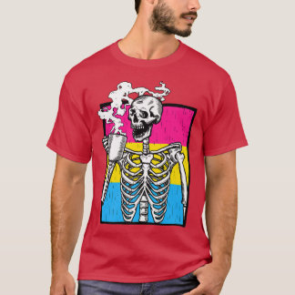 Skeleton Drink Koffie LGBTQ Panseual Pride Pan T-shirt