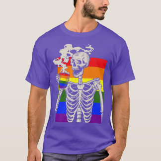 Skeleton Drink Koffie LGBTQ Retro Gay Pride Fla T-shirt