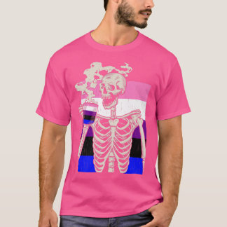 Skeleton Drink Koffie LGBTQ Retro GendervloeiP T-shirt