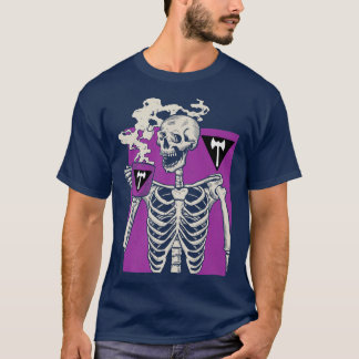 Skeleton Drink Koffie LGBTQ Retro Lesbische Pride T-shirt