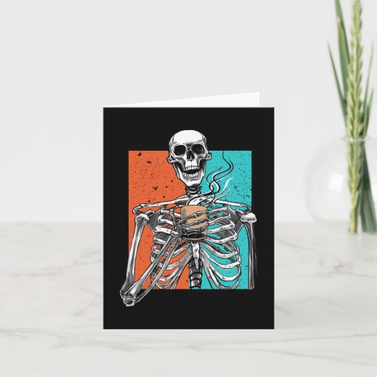 Skeleton Drink Koffie Lover Funny Halloween Sku Kaart (Voorkant)
