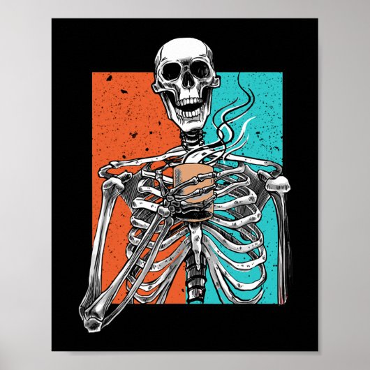 Skeleton Drink Koffie Lover Funny Halloween Sku Poster (Voorkant)
