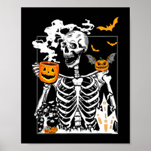 Skeleton Drink Koffie Lover Funny Halloween Sku Poster