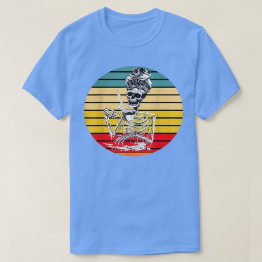 Skeleton Drink Koffie Lover Funny Retro T-shirt (Design voorkant)