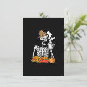 Skeleton Drink koffie Thanksgiving Pumpkin Pie Kaart (Staand voorkant)