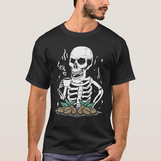 Skeleton Drink koffiebonen T-shirt (Voorkant)