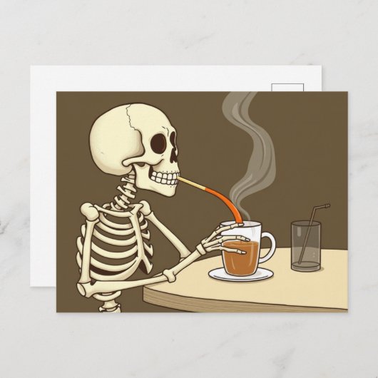 Skeleton Drink koffiekunst Briefkaart (Voorkant / Achterkant)