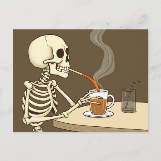 Skeleton Drink koffiekunst Briefkaart (Voorkant)