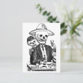 Skeleton Drink Tequila en Roken, Mexico Briefkaart (Staand voorkant)